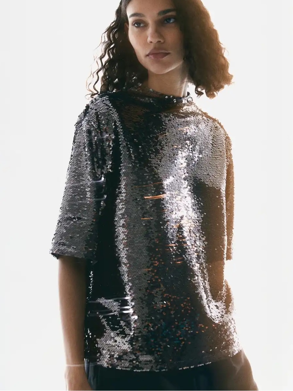 H&M sequin short sleeve top